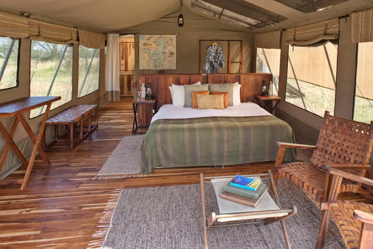 Olakira Camp offers guests nine classic walk-in safari tents.