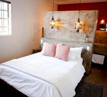 The stylish rooms at Olive Grove are comfortable and elegant, ideal for a night or two in Windhoek.