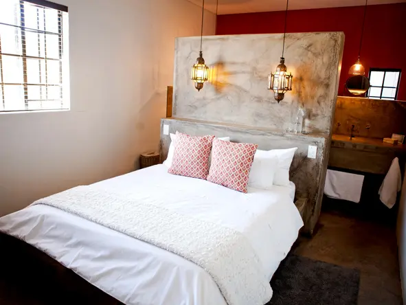 Las elegantes habitaciones del Olive Grove son cómodas y elegantes, ideales para pasar una o dos noches en Windhoek.