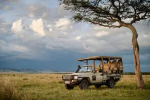 The game drive vehicles area open-sided for the best game viewing. 