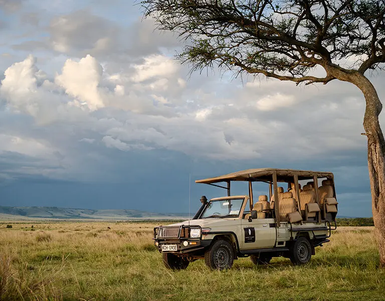 The game drive vehicles area open-sided for the best game viewing. 