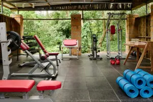 Keep up with your fitness at the lodge gym. 