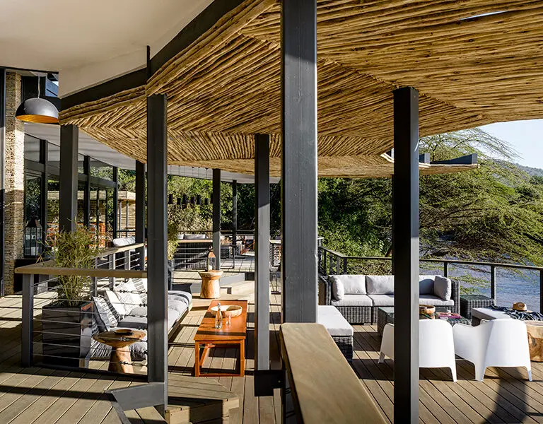 The main guest area has plenty of spots to lounge and unwind. 