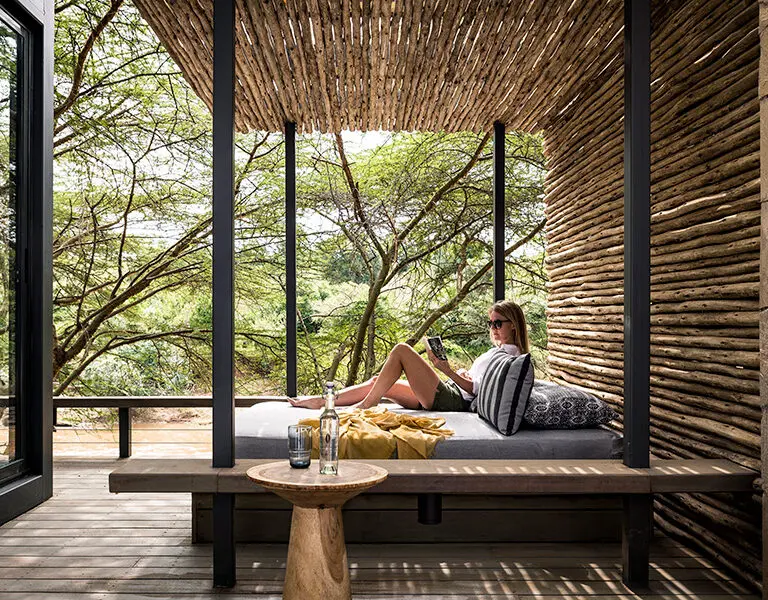 Lounging while taking in the view. 