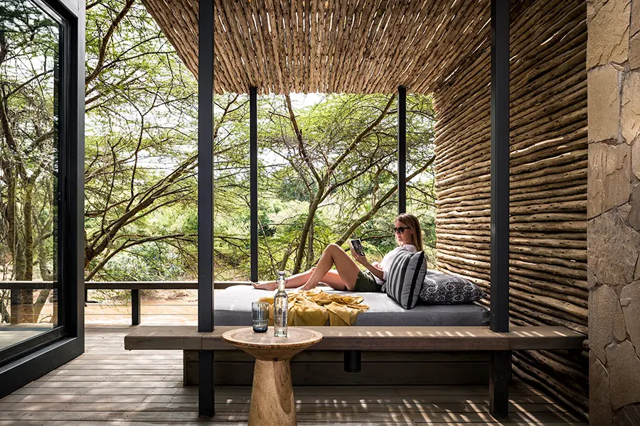 Lounging while taking in the view. 