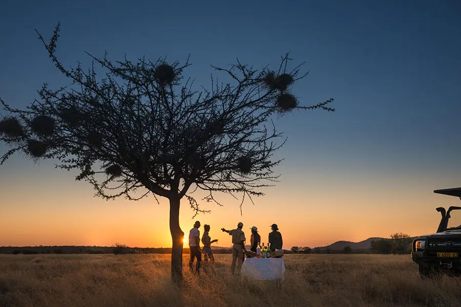 Puesta de sol en la Reserva de Caza de Ongava.