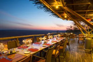 Dinner is served in the main dining area.