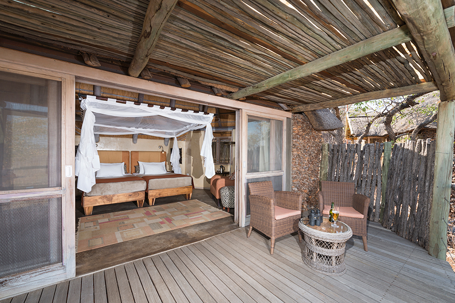 Ongava Lodge has 14 brick-and-thatch rooms.