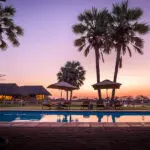 La piscina al atardecer. 