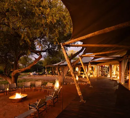 Whether you sit down inside or outside under the stars, meals are served with style at Onguma Tented Camp.
