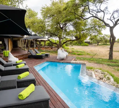 The plunge pool makes a welcome sight on a hot day, as do the shaded loungers & the next-door bar.