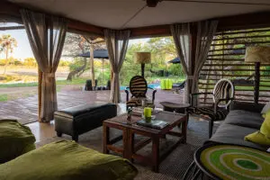 The main lounge area has plenty of spots to relax. 