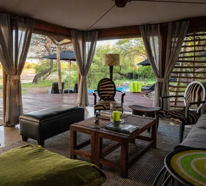 The main lounge area has plenty of spots to relax. 