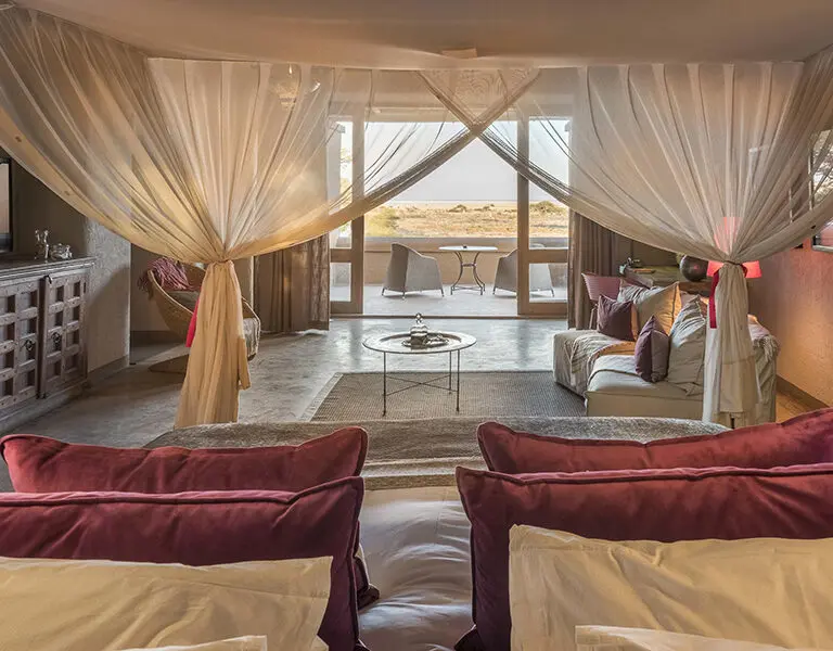 The camp's suites are generously sized & feature large, shaded viewing decks.