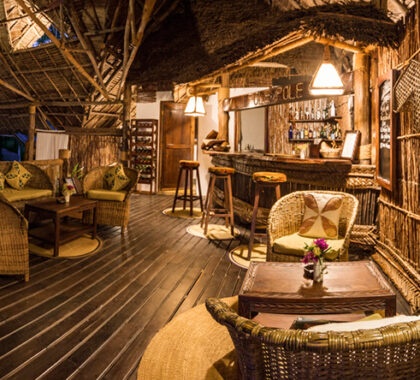 Pole Pole Bungalow Resort has a unique atmosphere; thatch, wood and bamboo add to the rustic feel.

