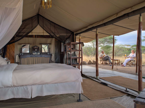 Each tent has a private patio with furniture for relaxing in the privacy of your own tented suite.
