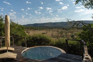 Vistas de la Reserva Privada de Caza Pumba desde la terraza de su chalé. 