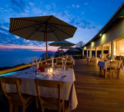 Enjoy your dinner while the beautiful sunset 