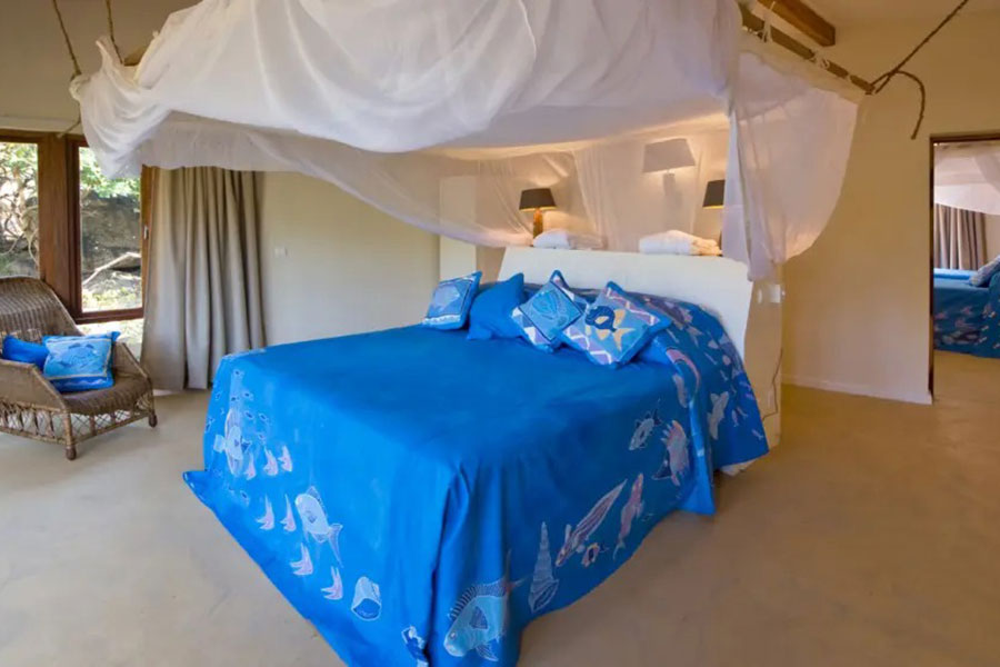 Bedroom interior at Pumulani Lodge.