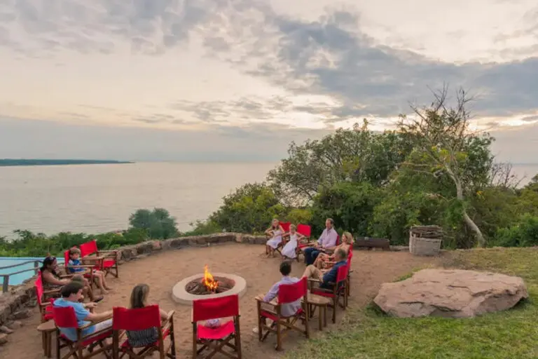 Pumulani Lodge camp fire with a view.