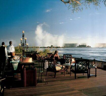 Have sundowners or high tea on the deck with the view of the falls