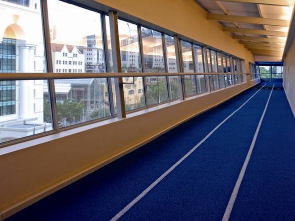 Even the corridors feature stretching views of Sandton city-life.