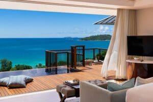 Vistas de la villa en Raffles Praslin.