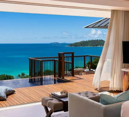 Vistas de la villa en Raffles Praslin.