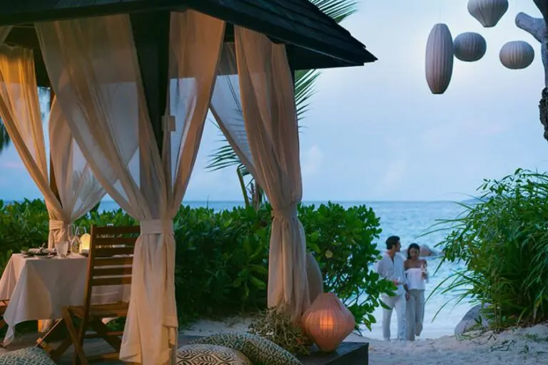 Private beach dining.