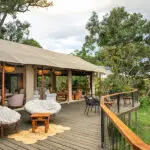 Find a spot on the deck to enjoy the view and a drink from the bar.