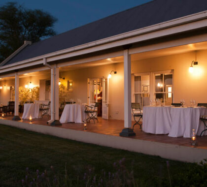Dinner is often enjoyed out on the main terrace; there's nothing quite like fine dining by lantern light!