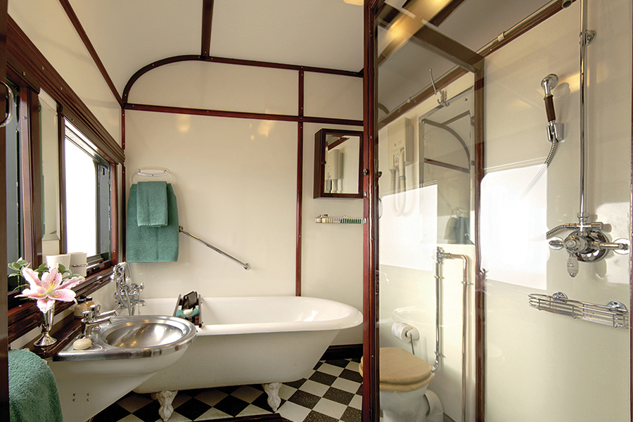 Bathroom suite on the Rovos Rail.