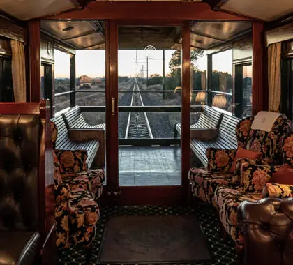 El vagón de observación del tren Pride of Africa. 
