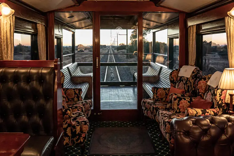 The observation car on the Pride of Africa train. 