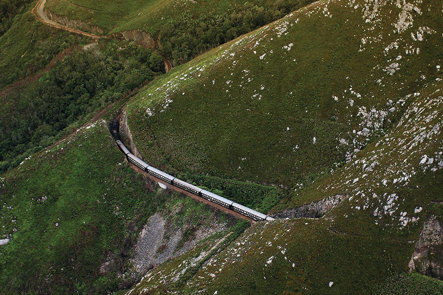 The train making its way through the scenic Montagu Pass.