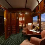 Interior de una suite de Rovos Rail.