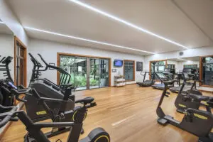 The hotel has a fitness centre as well as a spa, squash & tennis courts & a yoga/pilates studio.