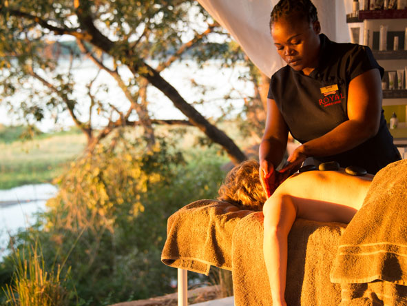 Indulge yourself with a treatment at the Royal Zambezi Bush Spa, exuding an air of balance, peace and tranquility.

