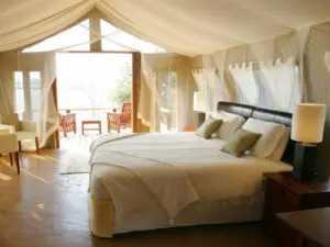 The beautiful romantic suites are light and airy, with a private deck and views of the river.
