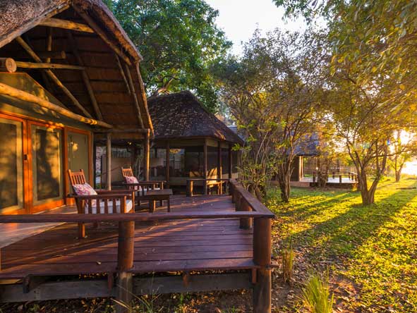 Royal Zambezi Lodge overlooks the scenic Zambezi River close to the Lower Zambezi National Park.
