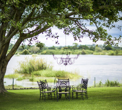 Enjoy lunch along the Zambezi river.