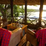 Sala de estar del Rufiji River Camp.
