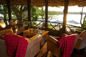 Rufiji River Camp lounge.