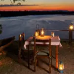 Cena al atardecer.