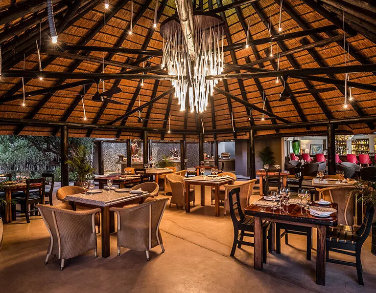 The indoor dining area. 