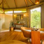 Freshen up in the en suite bathroom.