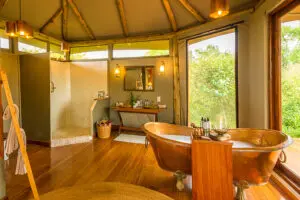 Freshen up in the en suite bathroom.