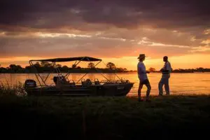 Sundowner cruise on the Zambezi.