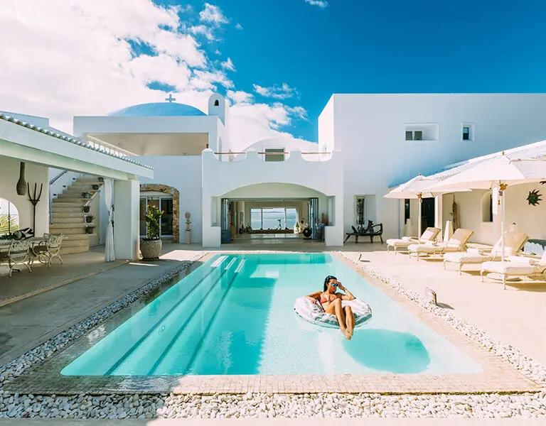 The swimming pool courtyard. 