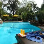 Báñese en la piscina en un día caluroso.